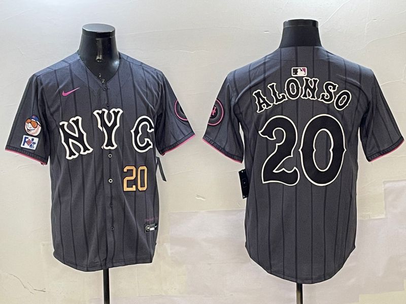 Men New York Mets #20 Alonso Black City Edition 2025 Nike MLB Jersey style 7->new york mets->MLB Jersey